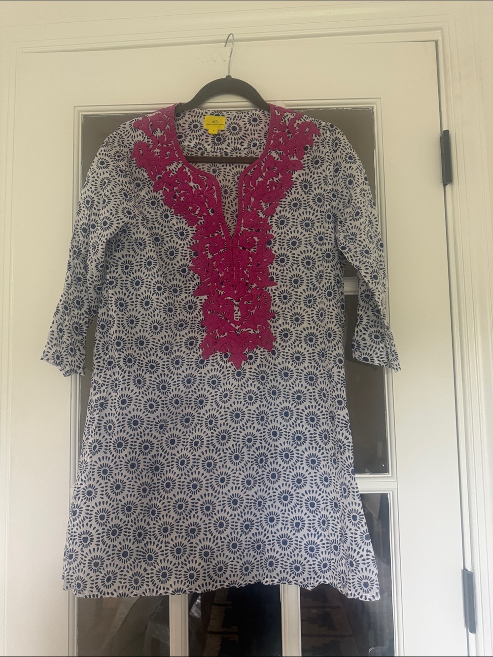 Roberta Roller Rabbit Navy Floral Tunic with Pink Trim